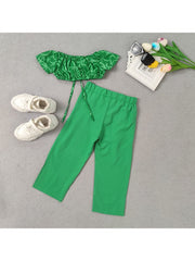 Colorblock High Rise Cropped Girl Clothing Sets