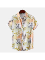 Plant Pattern Cotton Loose Shirts