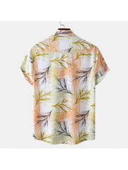 Plant Pattern Cotton Loose Shirts