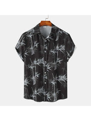 Plant Pattern Cotton Loose Shirts