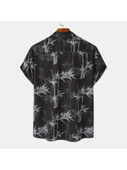 Plant Pattern Cotton Loose Shirts