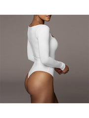 Square Neck Long Sleeve Bodycon Bodysuits