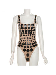 Polka Dots Spaghetti Straps Bodycon Bodysuits