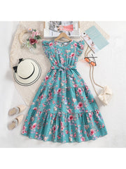 Flower Crewneck Princess Girl Dresses