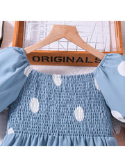 Dots Puff Sleeve Princess Girl Dresses