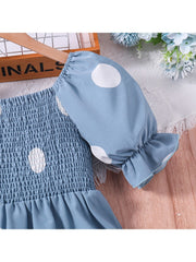 Dots Puff Sleeve Princess Girl Dresses