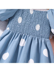 Dots Puff Sleeve Princess Girl Dresses