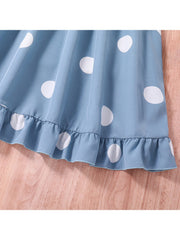 Dots Puff Sleeve Princess Girl Dresses