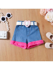 Colorblock Fluff Fitted Girl Clothing Sets