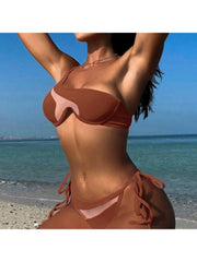 Solid Color One-shoulder Fitted Bikinis