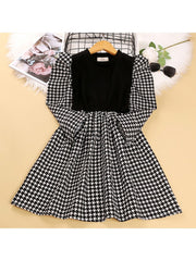 Patchwork Crewneck Cotton Girl Dresses