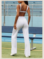 Solid Color High Rise Backless Yoga Sets