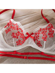 Embroidery See Through High Rise Bra Sets