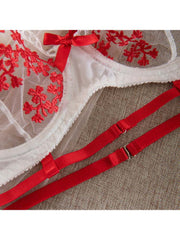 Embroidery See Through High Rise Bra Sets