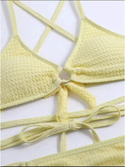 Ruched Ruffle Spaghetti Straps Bikinis