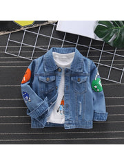 Letter Cotton Single Breasted Denim Jackets Boy Coat