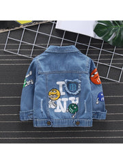 Letter Cotton Single Breasted Denim Jackets Boy Coat