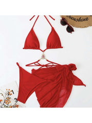 Halter Lace Up Gauze Bikinis