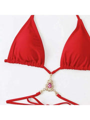 Halter Lace Up Gauze Bikinis