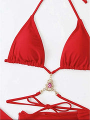 Halter Lace Up Gauze Bikinis