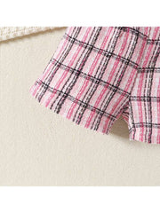 Bow Smocking Plaid Girl Clothing Sets