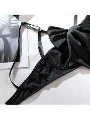 Hollow-out Spaghetti Straps Satin Sexual Sets