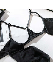 Hollow-out Spaghetti Straps Satin Sexual Sets