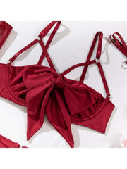 Hollow-out Spaghetti Straps Satin Sexual Sets