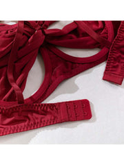 Hollow-out Spaghetti Straps Satin Sexual Sets