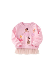 Crewneck Long Sleeve Cotton Girl Tops