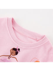 Crewneck Long Sleeve Cotton Girl Tops