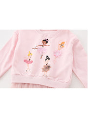 Crewneck Long Sleeve Cotton Girl Tops