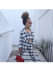 Colorblock Plaid  Girl 3 Piece Sets