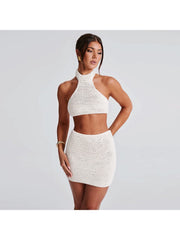 Lace Up High Rise Backless Skirt Sets