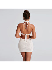 Lace Up High Rise Backless Skirt Sets