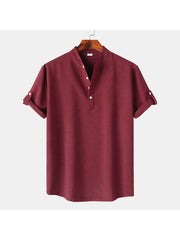 Solid Color Short Sleeve Fitted Shirts