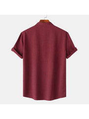 Solid Color Short Sleeve Fitted Shirts