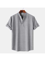 Solid Color Short Sleeve Fitted Shirts