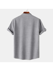 Solid Color Short Sleeve Fitted Shirts