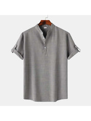 Solid Color Short Sleeve Fitted Shirts