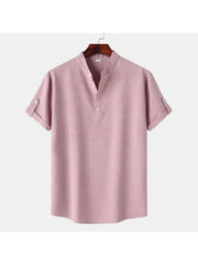 Solid Color Short Sleeve Fitted Shirts