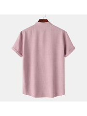 Solid Color Short Sleeve Fitted Shirts