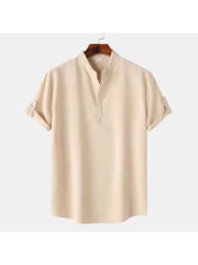 Solid Color Short Sleeve Fitted Shirts