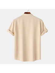 Solid Color Short Sleeve Fitted Shirts