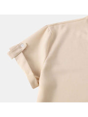 Solid Color Short Sleeve Fitted Shirts