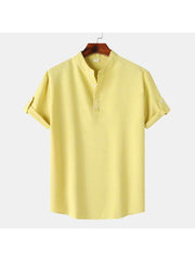 Solid Color Short Sleeve Fitted Shirts