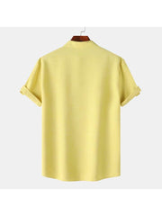 Solid Color Short Sleeve Fitted Shirts