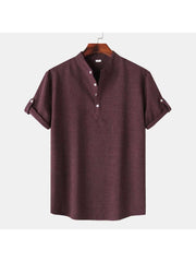 Solid Color Short Sleeve Fitted Shirts