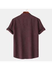 Solid Color Short Sleeve Fitted Shirts