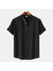 Solid Color Short Sleeve Fitted Shirts